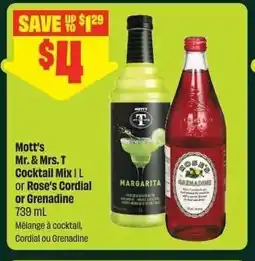 Chalo FreshCo Mott's Mr. & Mrs. T Cocktail Mix or Rose's Cordial or Grenadine offer