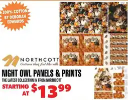 Len's Mill Stores NORTHCOTT NIGHT OWL PANELS & PRINTS offer