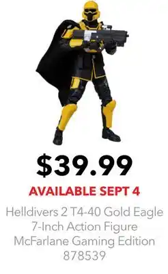 GameStop Helldivers 2 T4-40 Gold Eagle 7-Inch Action Figure McFarlane Gaming Edition offer