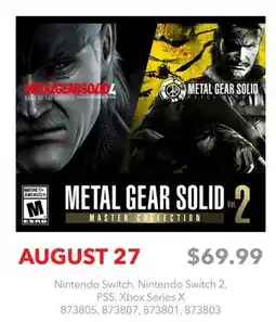GameStop METAL GEAR SOLID MASTER COLLECTION Nintendo Switch, Nintendo Switch 2, PS5, Xbox Series X offer