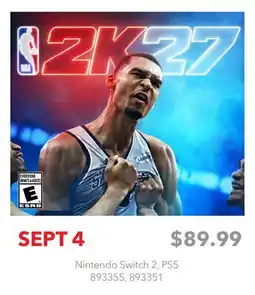 GameStop Nintendo Switch 2, PS5 NBA 2K27 offer