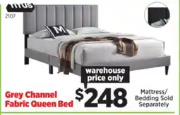 Surplus Furniture Grey Channel Fabric Queen Bed offer
