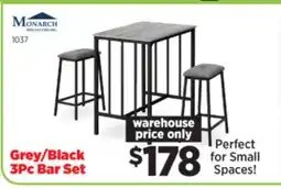Surplus Furniture Grey/Black 3Pc Bistro Dinette offer