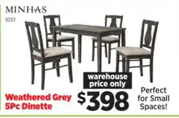 Surplus Furniture Kaylee Weathered Grey 5Pc Dinette offer