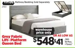 Surplus Furniture Grey Fabric Lift-Platform Queen Bed offer