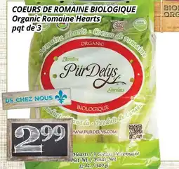Supermarché PA COEURS DE ROMAINE BIOLOGIQUE | Organic Romaine Hearts offer