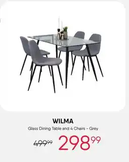 Meubles RD WILMA - Glass Dining Table and 4 Chairs - Grey offer