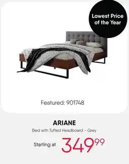 Meubles RD ARIANE Bed with Tufted Headboard - Grey offer