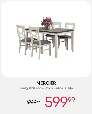 Meubles RD mercier - Dining Table and 4 Chairs - White & Grey offer