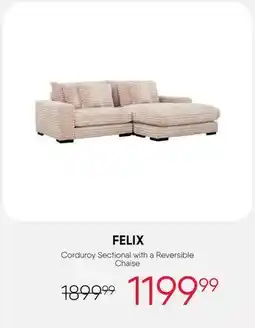 Meubles RD felix - Corduroy Sectional with a Reversible Chaise offer