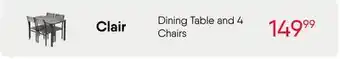 Meubles RD clair - Dining Table and 4 Chairs offer