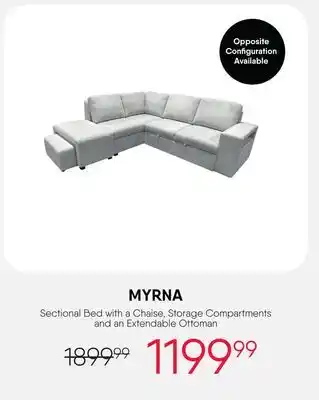 Meubles RD myrna - Sectional Bed with a Chaise, Storage Compartments and an Extendable Ottoman offer
