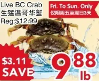 Yours Food Mart Live BC Crab offer