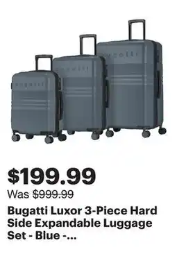 Best Buy Bugatti Luxor 3-Piece Hard Side Expandable Luggage Set - Blue - Only at Best Buy offer