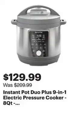 Best Buy Instant Pot Duo Plus 9-in-1 Electric Pressure Cooker - 8Qt - Grey/Stainless Steel offer