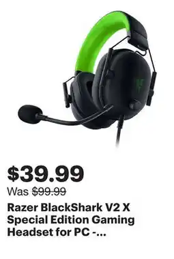 Best Buy Razer BlackShark V2 X Special Edition Gaming Headset for PC - Black/Green offer