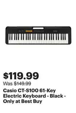 Best Buy Casio CT-S100 61-Key Electric Keyboard - Black - Only at Best Buy offer
