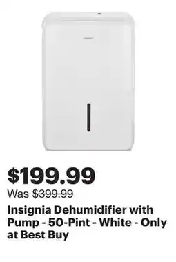 Best Buy Insignia Dehumidifier with Pump - 50-Pint - White - Only at Best Buy offer