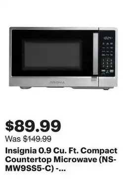 Best Buy Insignia 0.9 Cu. Ft. Compact Countertop Microwave (NS-MW9SS5-C) - Stainless Steel - Only at Best Buy offer