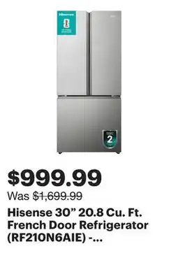 Best Buy Hisense 30 20.8 Cu. Ft. French Door Refrigerator (RF210N6AIE) - Stainless Steel - Only at Best Buy offer