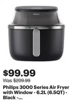 Best Buy Philips 3000 Series Air Fryer with Window - 6.2L (6.5QT) - Black - Only at Best Buy offer