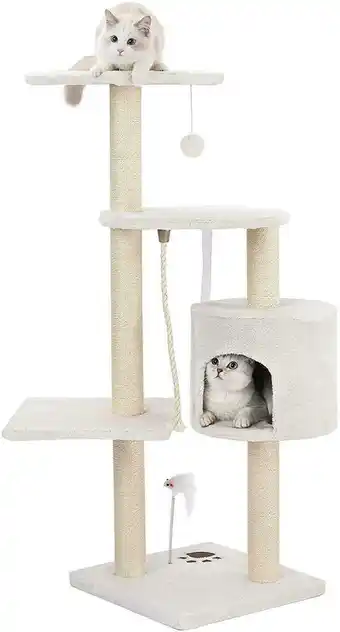 Walmart 44 Inch Cat Trees with Sisal-Covered Scratching Posts, Multi Level Activity Tree Kitty Condo Play House Cat Condo Tower Furni offer