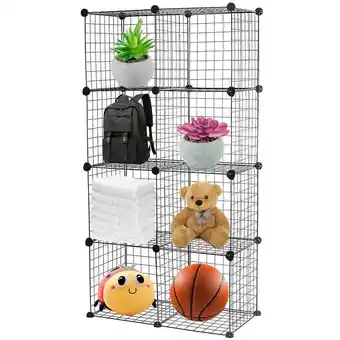 Walmart 8 Cube Grid Wire Storage Shelves Multi Use DIY Closet Organizer , Metal Grids Bookshelf Modular Shelving Units, Black offer