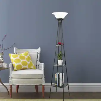 Walmart Alabaster White Glass Shade Floor lamp with 9W LED Bulb &Metal Base offer