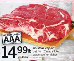 Loblaws Rib steak cap-off lb offer