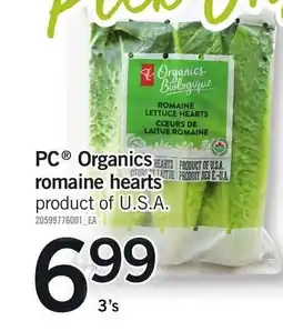 Loblaws PC® Organics romaine hearts offer