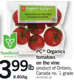 Loblaws PC® Organics tomatoes on the vine offer