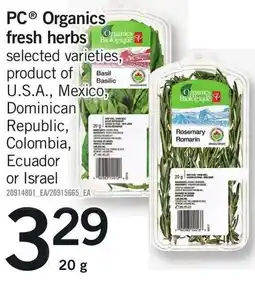 Loblaws PC® Organics fresh herbs Biologique offer