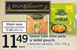 Loblaws Olivieri fresh filled pasta or skillet gnocchi offer