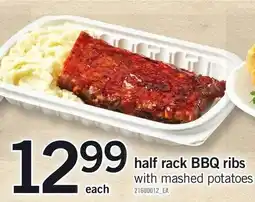 Loblaws Half rack BBQ ribs with mashed potatoes offer