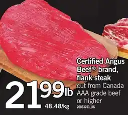 Loblaws Certified Angus Beef brand, flank steak offer