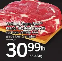 Loblaws Certified Angus BeefⓇ brand, rib steak cap-off offer