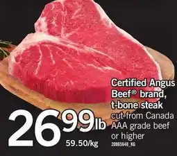 Loblaws Certified Angus BeefⓇ brand, t-bone steak offer