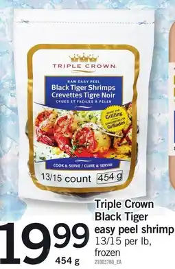 Loblaws Triple Crown Black Tiger easy peel shrimp offer