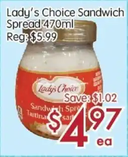Sunny Food Mart Lady's Choice Sandwich Spread offer
