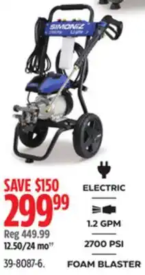 Canadian Tire Simoniz 2700 PSI Electric Pressure Washer offer