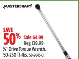 Canadian Tire MASTERCRAFT ½ Drive Torque Wrench offer
