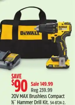 Canadian Tire DEWALT 20V MAX Brushless Compact 1⁄2˝ Hammer Drill Kit offer