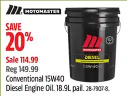 Canadian Tire MOTOMASTER Conventional 15W40 Diesel Engine Oil offer