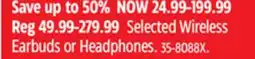 Canadian Tire Selected Wireless Earbuds or Headphones offer