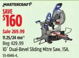 Canadian Tire MASTERCRAFT 10 Dual-Bevel Sliding Mitre Saw, 15A offer