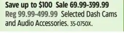 Canadian Tire Selected Dash Cams and Audio Accessories offer