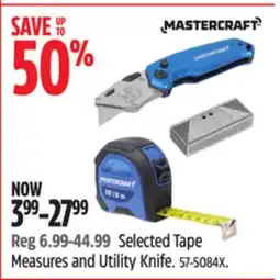 Canadian Tire Mastercraft Selected Tape Measures and Utility Knife offer