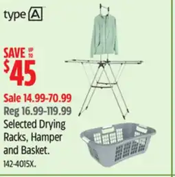 Canadian Tire Selected Type A Drying Racks, Hamper and Basket offer