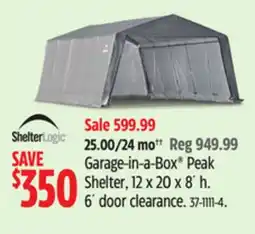 Canadian Tire ShelterLogic Garage-in-a-Box Peak Shelter, 12 x 20 x 8´ h offer