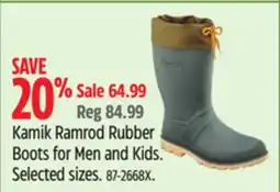 Canadian Tire Kamik Ramrod Rubber Boots for Men and Kids offer